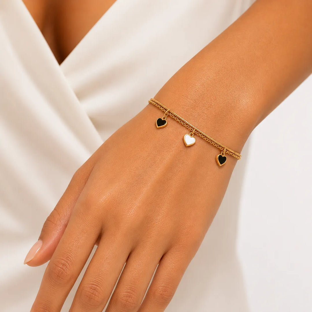 Midnight Heart Charm Bracelet