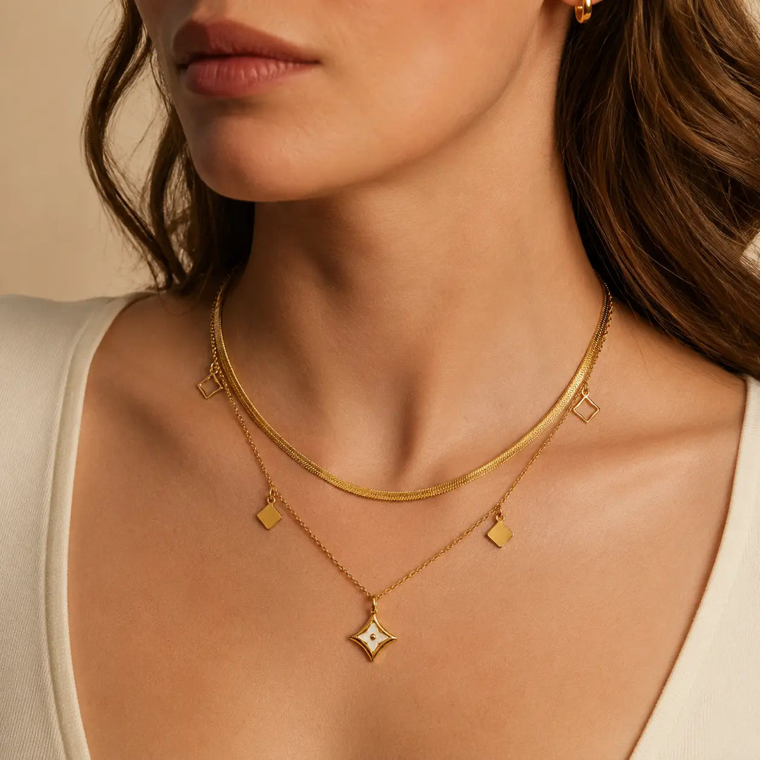 Geometric Drop Layered Necklace
