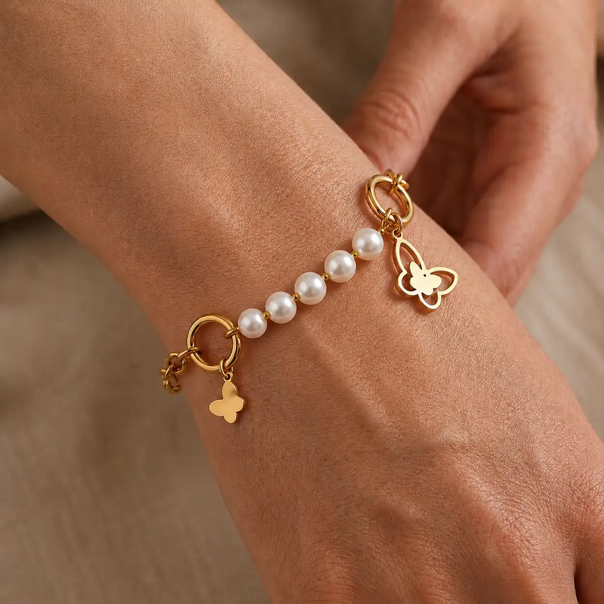 Celestial pearl charm bracelet