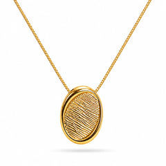 Etched Oval Pendant Necklace