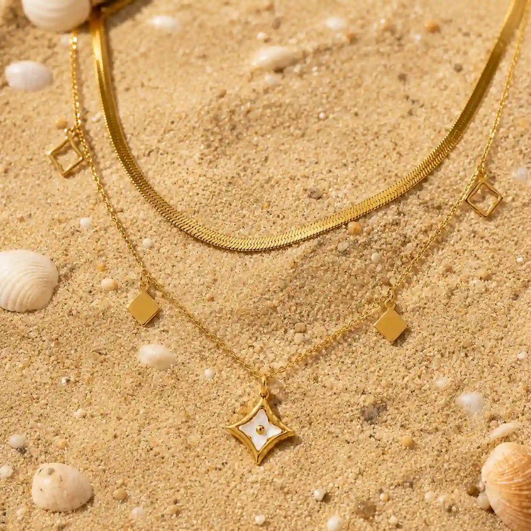 Geometric Drop Layered Necklace