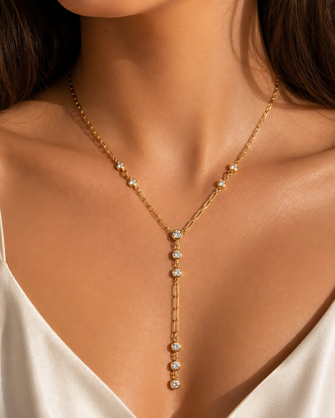Starlight Cascade Lariat Necklace