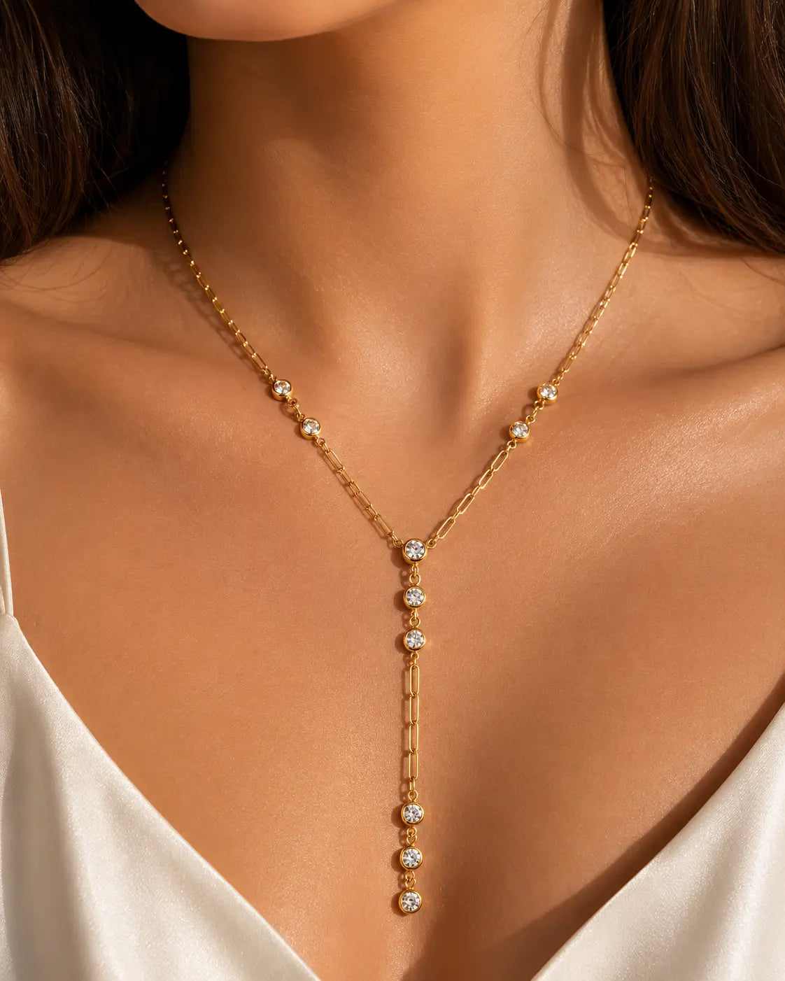 Starlight cascade lariat necklace