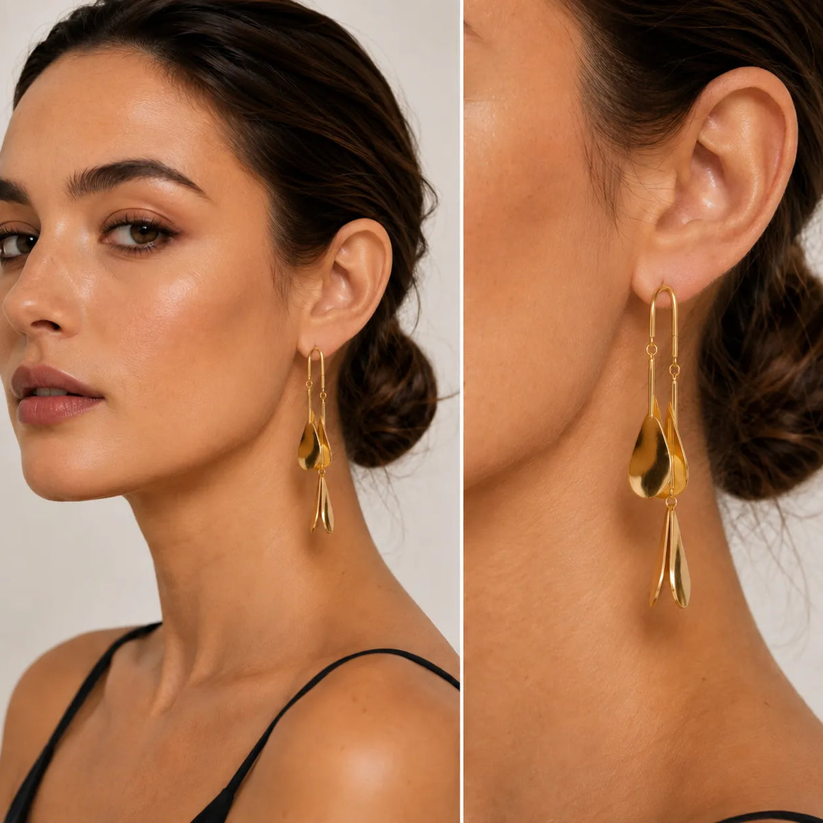 Abstract leaf dangle earrings