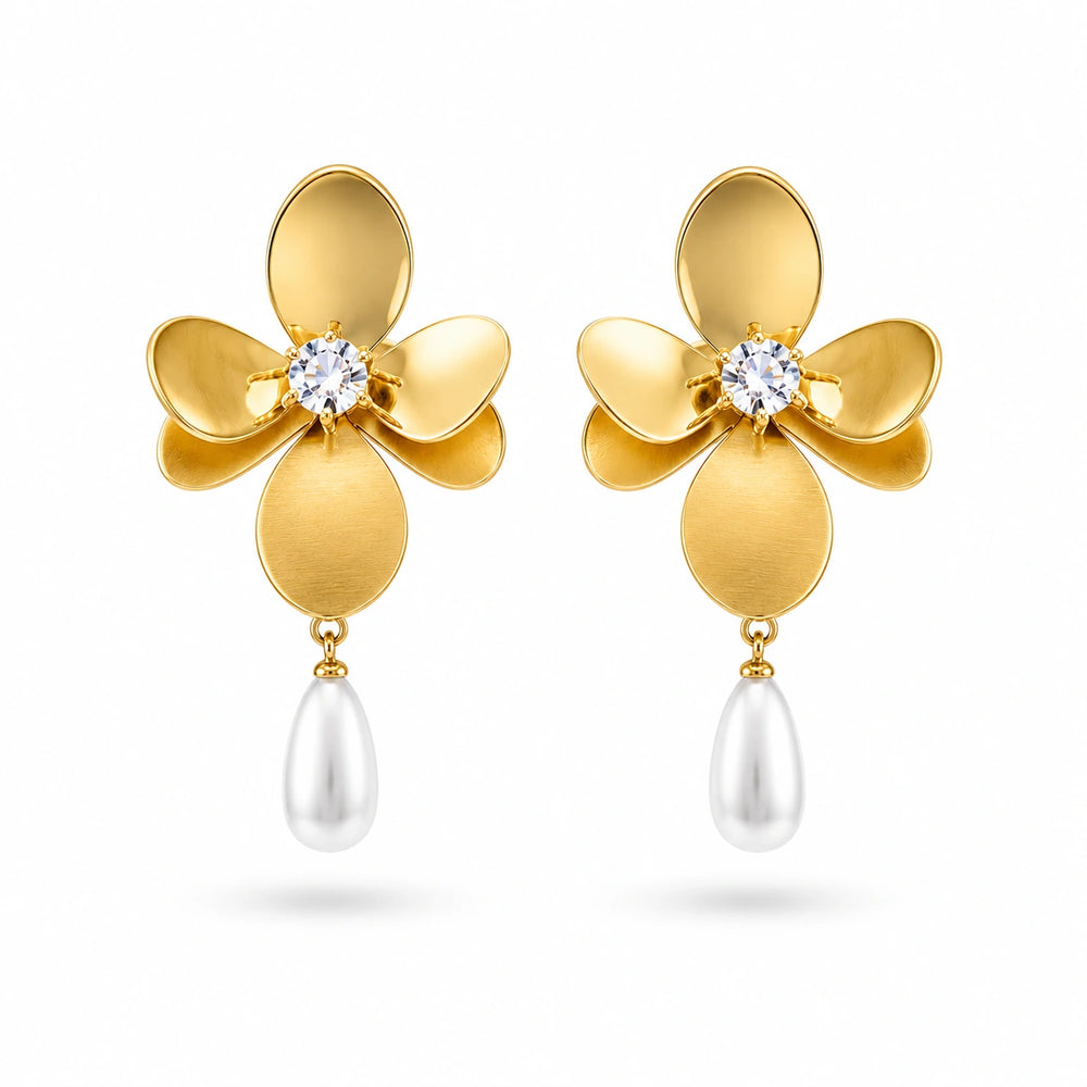 Floral Pearl Drop Earrings