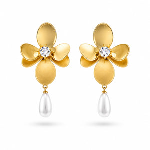 Floral Pearl Drop Earrings