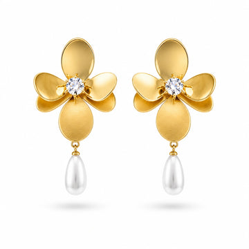 Floral Pearl Drop Earrings