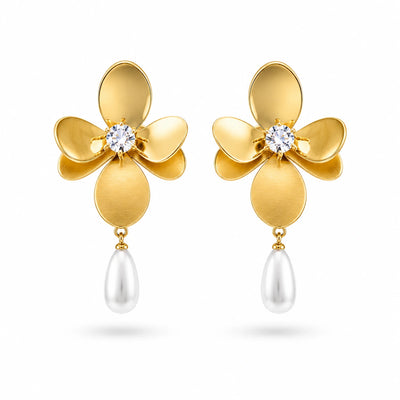 Floral Pearl Drop Earrings