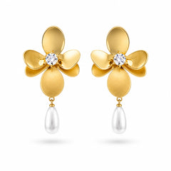 Floral Pearl Drop Earrings
