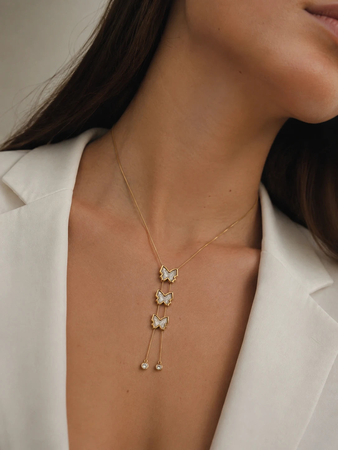 Flutterfall lariat necklace