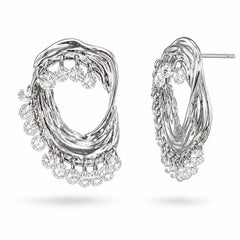 Sculpted Silver Crystal Hoops