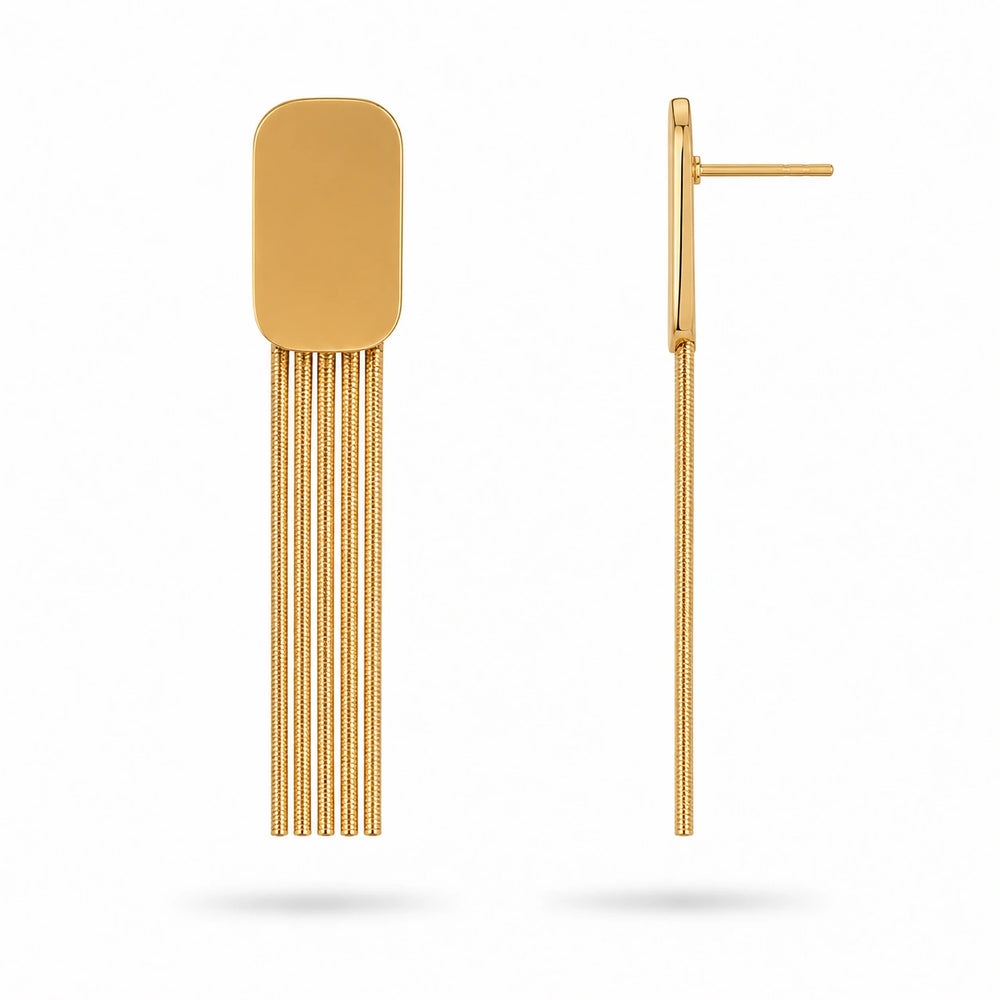 Gold Tassel Bar Earrings