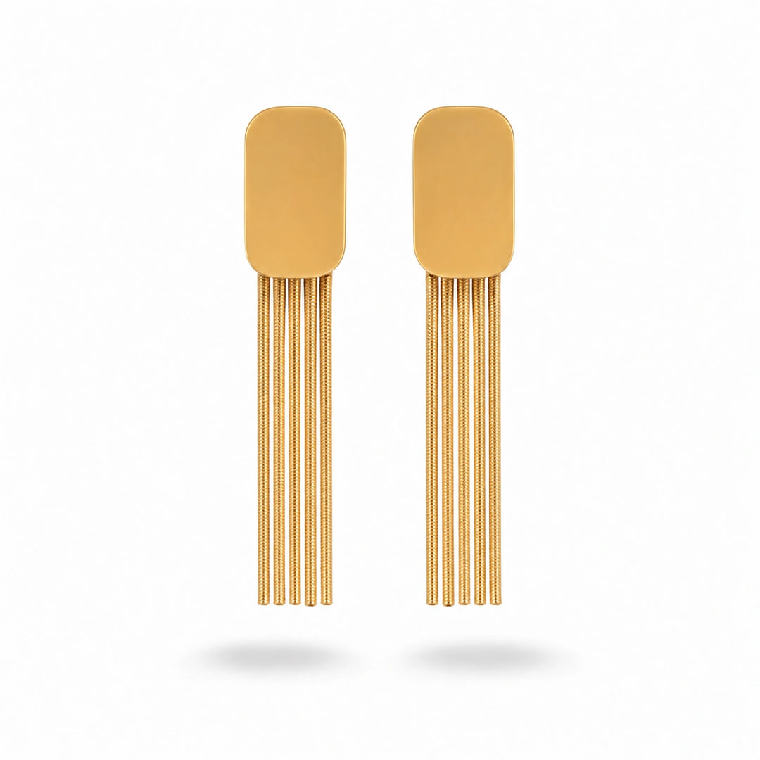 Gold Tassel Bar Earrings