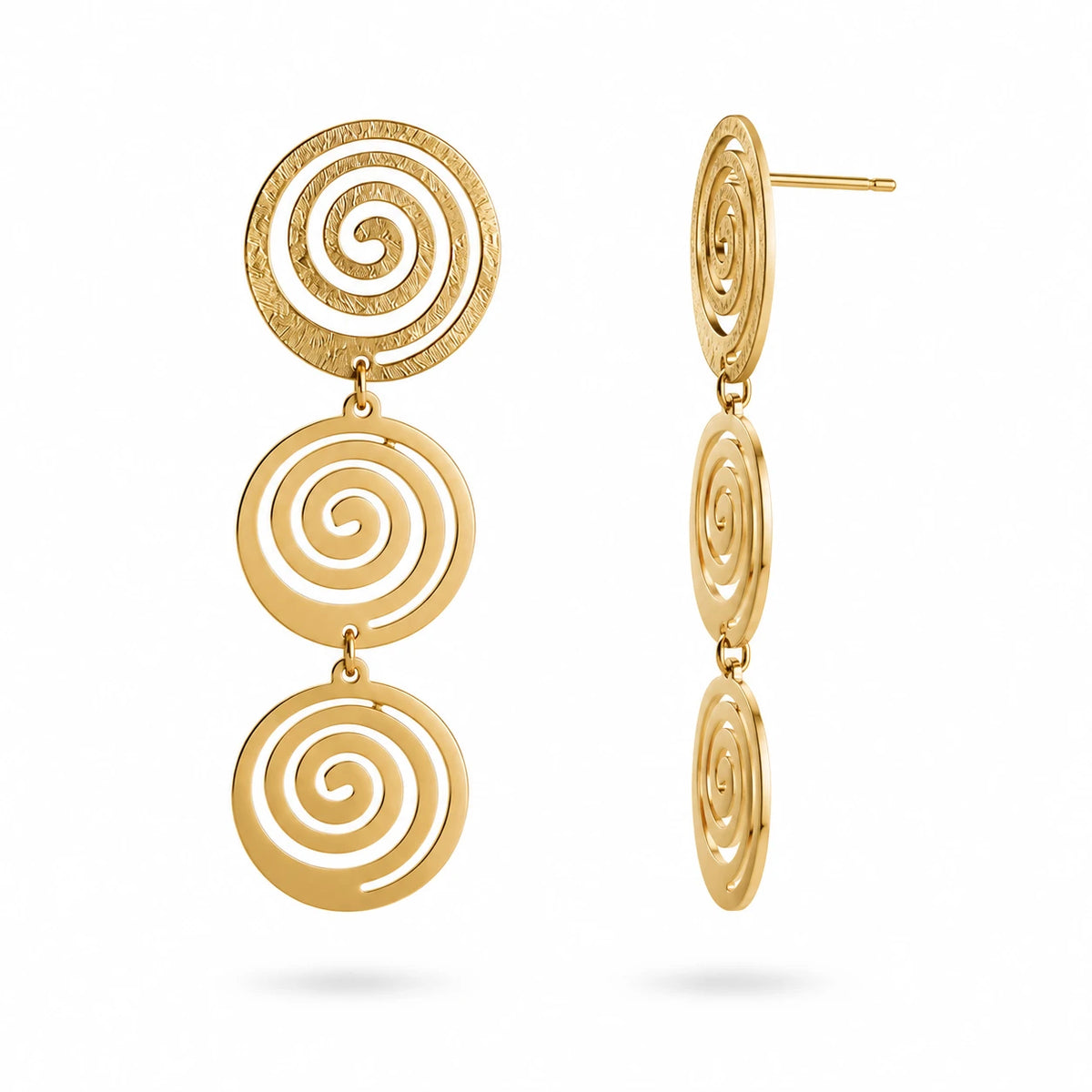 Triple spiral statement earrings