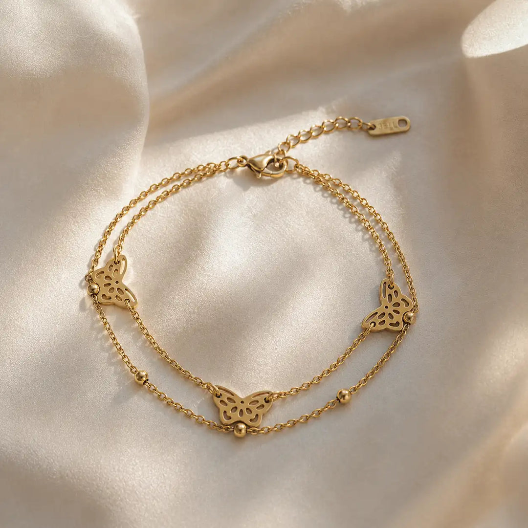 Butterfly Double-Chain Bracelet