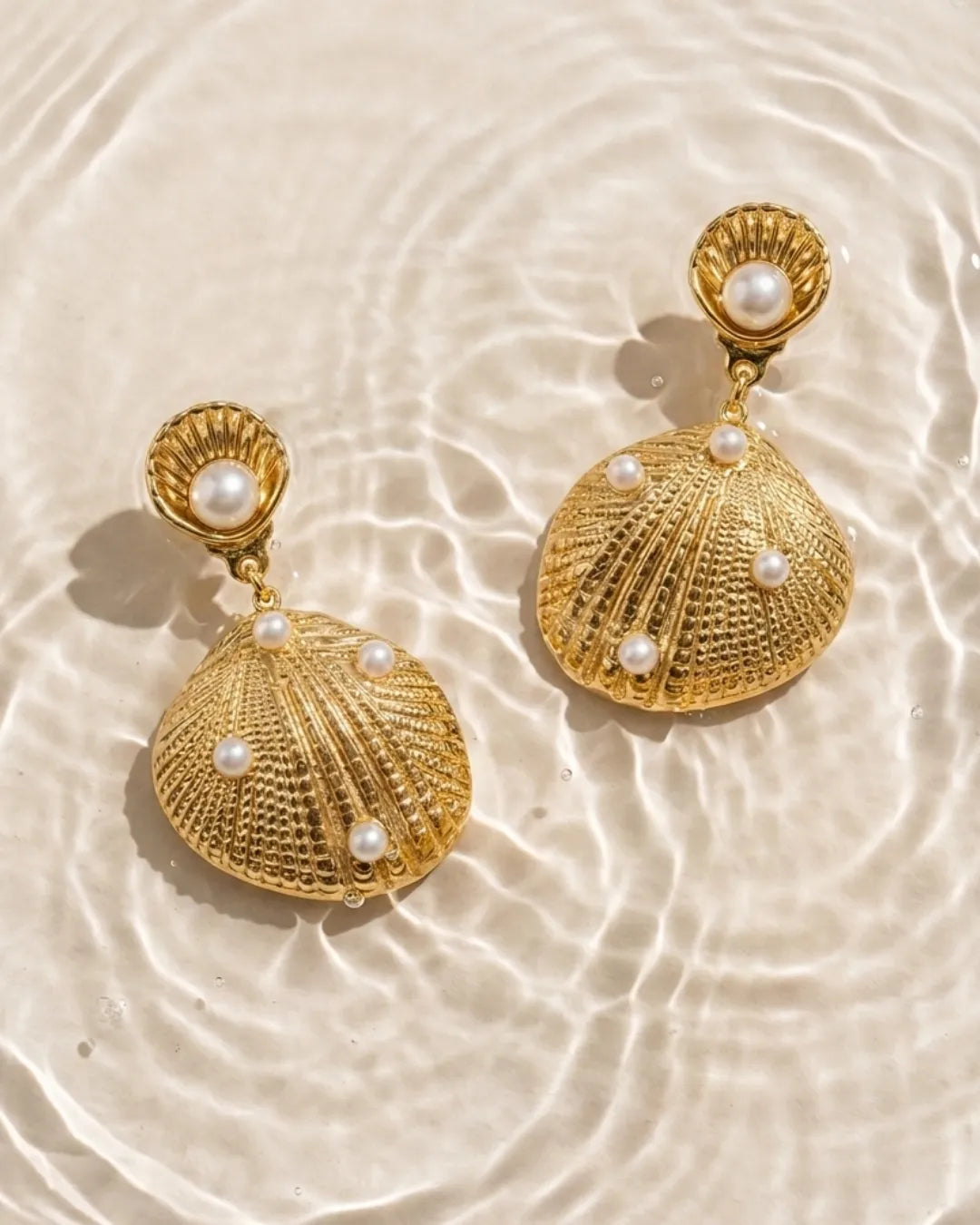 Golden Seashell Statement Earrings