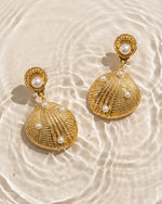 Load image into Gallery viewer, Golden Seashell Statement Earrings
